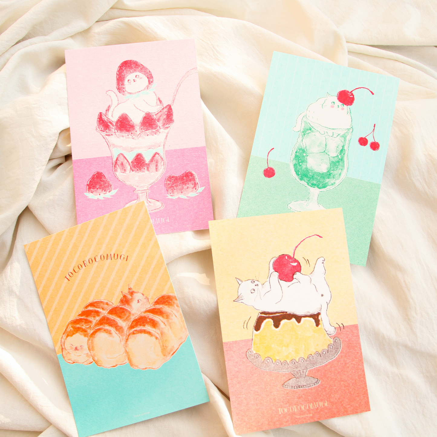 Retro-Printed Komugi Café Postcards