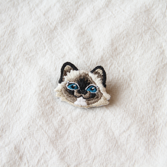 Pointed Cat Hand-Embroidered Brooch