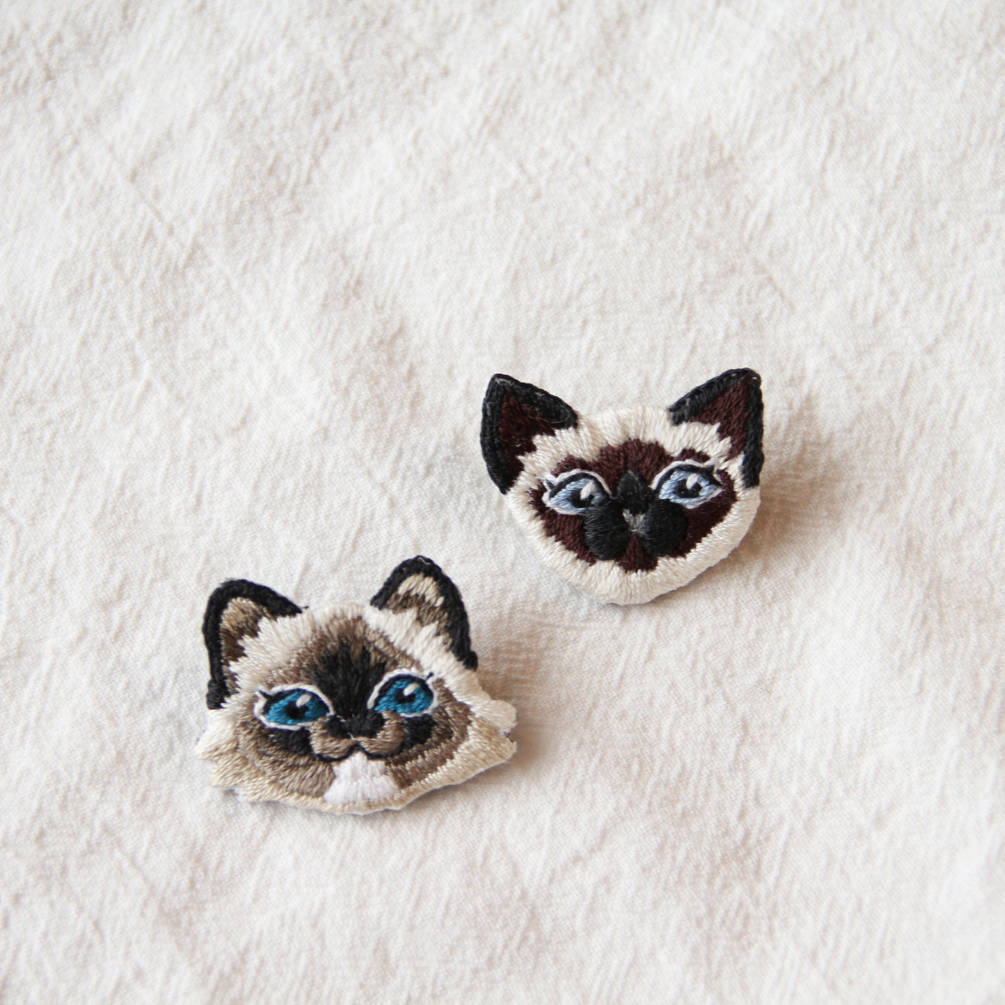 Pointed Cat Hand-Embroidered Brooch