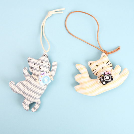 Little Cat Photographer — Handmade Fabric Charm