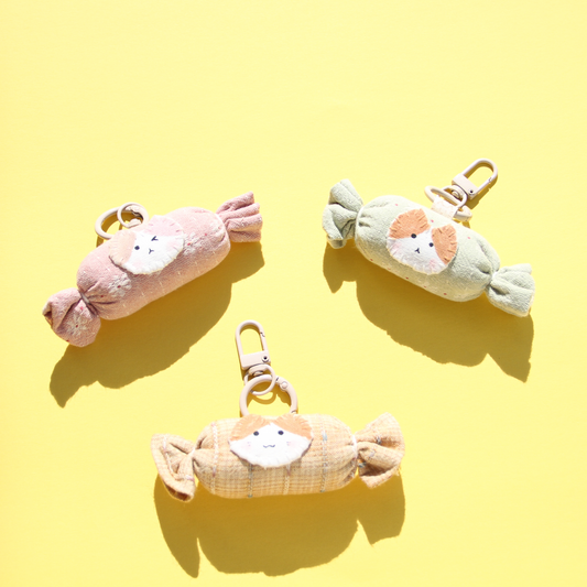 Little Candy Cat — Handmade Fabric Keychain