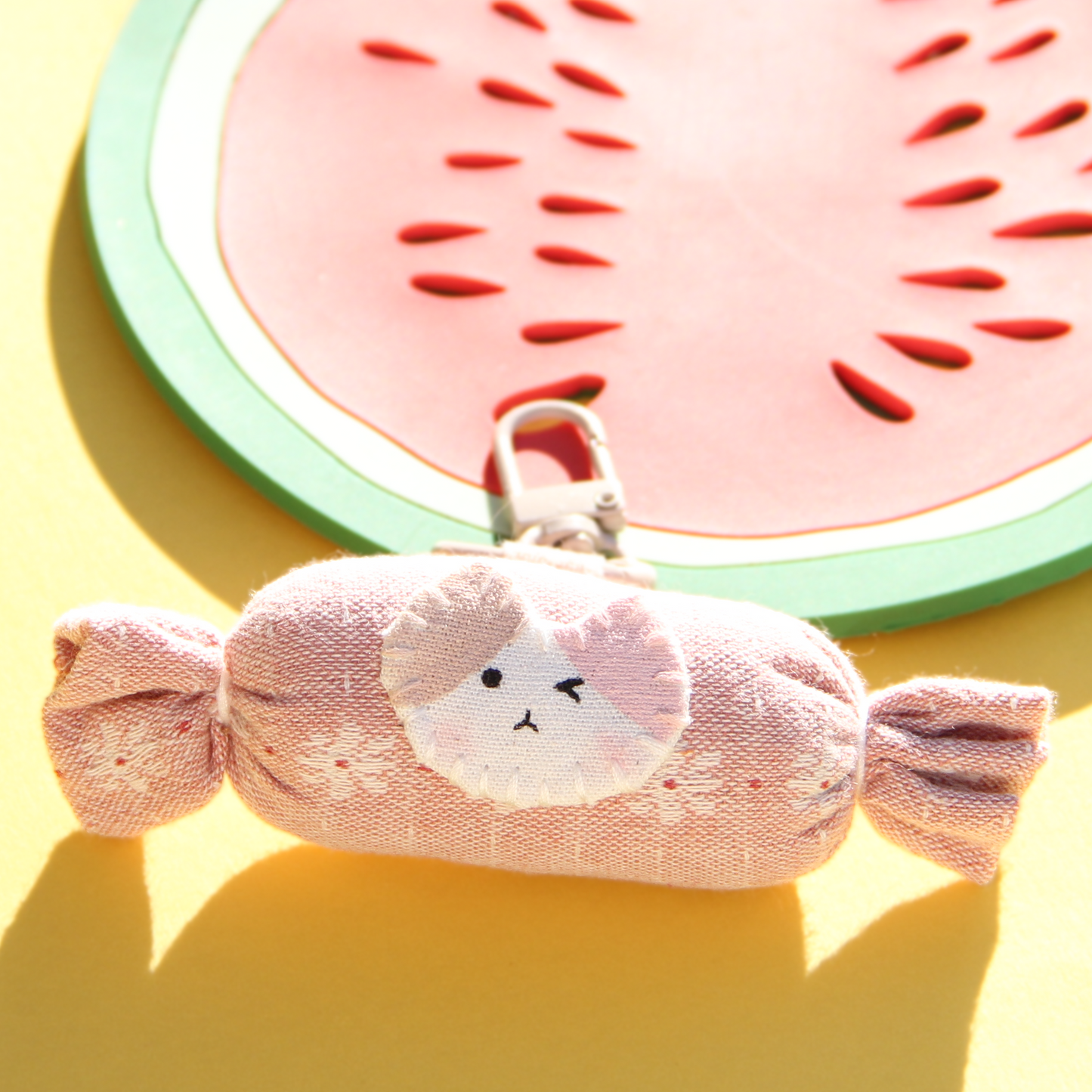 Little Candy Cat — Handmade Fabric Keychain